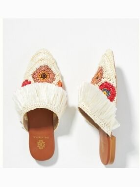 DE SIENA MOUNA FLATS BY ANTHROPOLOGIE FLORAL RAFIA Size 40 EU 9.5 US